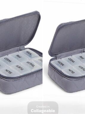 Vera Bradley Travel Pill Case Microfiber Carbon Gray Set of 2 NWT